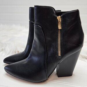 BCBGeneration JULES Ankle Boots Booties Black Leather 4" Block Heel 7.5M/37.5